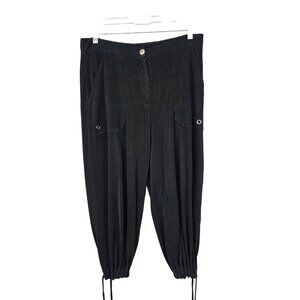 Womens Chico's Travelers Black Liquid Knit Knicker Capri Pants Acetate Size 1